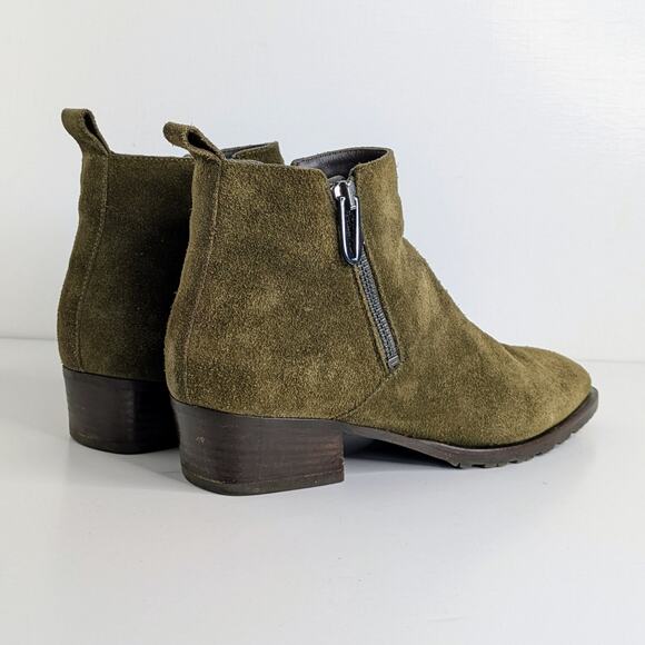 Aquatalia Fantina Suede Ankle Boots 7 Olive Green Minimalist Quiet Luxury Chic - Picture 13 of 14
